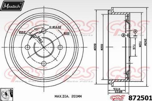 Maxtech 872501.0080 - Bremžu trumulis ps1.lv