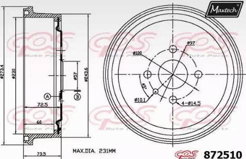 Maxtech 872510.0000 - Bremžu trumulis ps1.lv