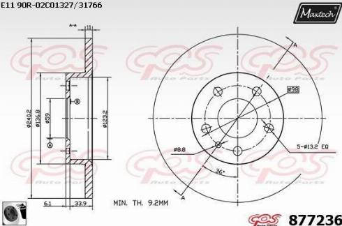 Maxtech 877236.0060 - Bremžu diski ps1.lv