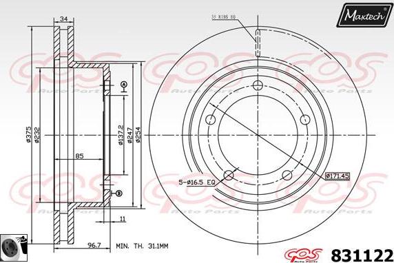 Maxtech 877221 - Bremžu diski ps1.lv