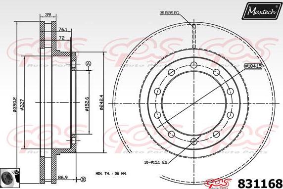 Maxtech 877222 - Bremžu diski ps1.lv