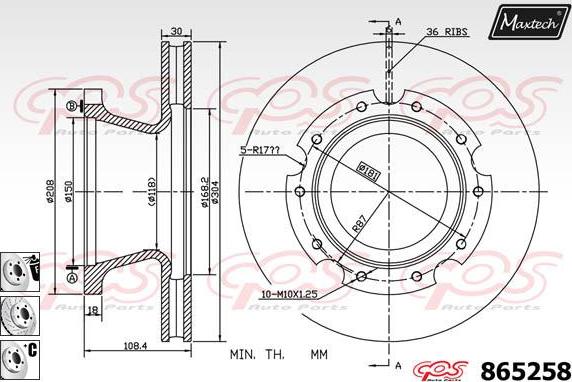 Maxtech 70160096 - Virzītājčaulu komplekts, Bremžu suports ps1.lv