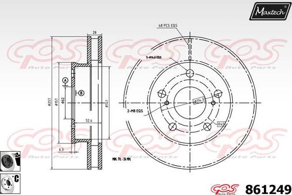 Maxtech 70160053 - Virzītājčaulu komplekts, Bremžu suports ps1.lv