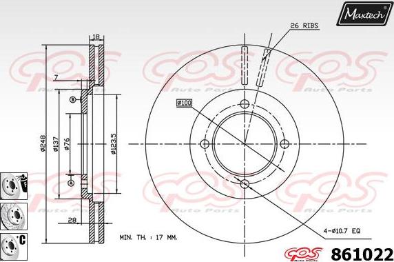 Maxtech 70160064 - Virzītājčaulu komplekts, Bremžu suports ps1.lv