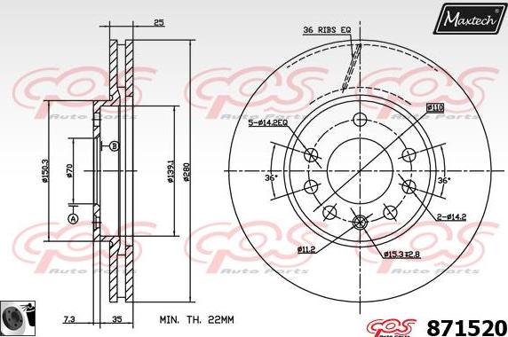 Maxtech 70160152 - Virzītājčaulu komplekts, Bremžu suports ps1.lv