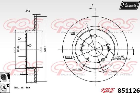 Maxtech 70160105 - Virzītājčaulu komplekts, Bremžu suports ps1.lv