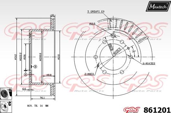 Maxtech 70160116 - Virzītājčaulu komplekts, Bremžu suports ps1.lv