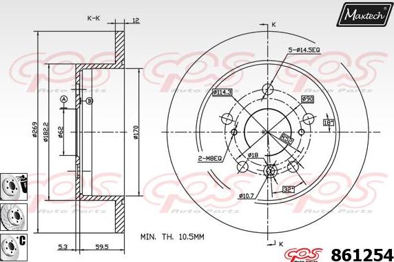 Maxtech 70160118 - Virzītājčaulu komplekts, Bremžu suports ps1.lv