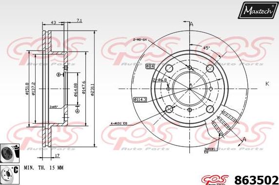 Maxtech 70180444 - Blīve, Bremžu suporta virzulītis ps1.lv