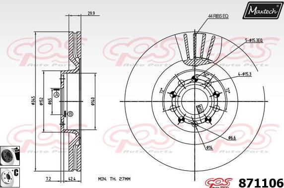 Maxtech 70180450 - Blīve, Bremžu suporta virzulītis ps1.lv