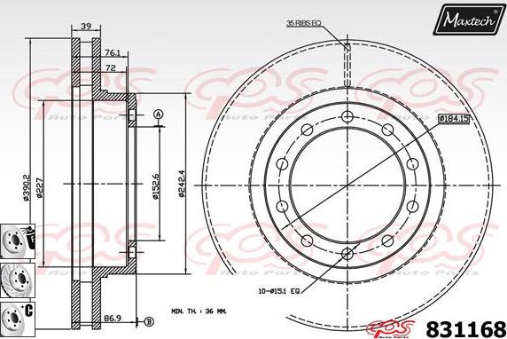 Maxtech 70180452 - Blīve, Bremžu suporta virzulītis ps1.lv