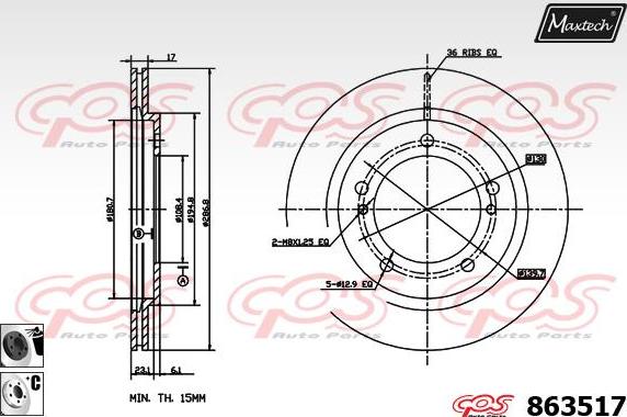 Maxtech 70180464 - Blīve, Bremžu suporta virzulītis ps1.lv