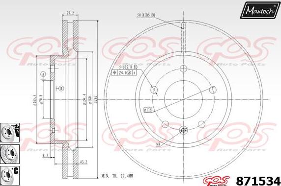 Maxtech 70180407 - Blīve, Bremžu suporta virzulītis ps1.lv