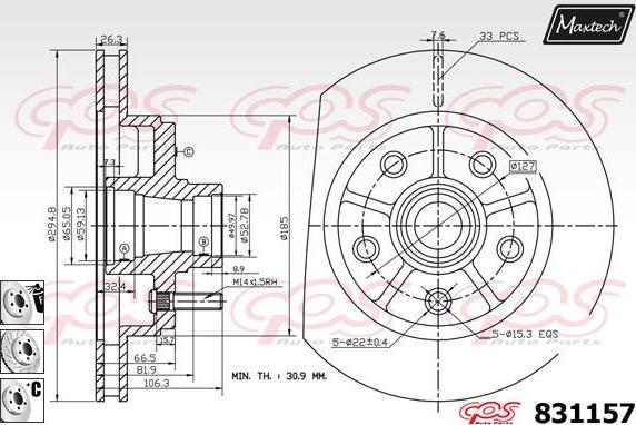 Maxtech 70180431 - Blīve, Bremžu suporta virzulītis ps1.lv