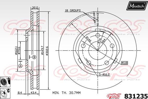 Maxtech 70180040 - Blīve, Bremžu suporta virzulītis ps1.lv