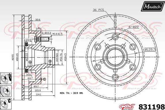 Maxtech 827014 - Bremžu diski ps1.lv