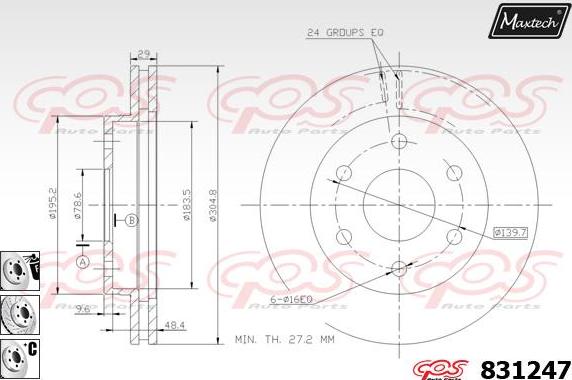 Maxtech 70180003 - Blīve, Bremžu suporta virzulītis ps1.lv