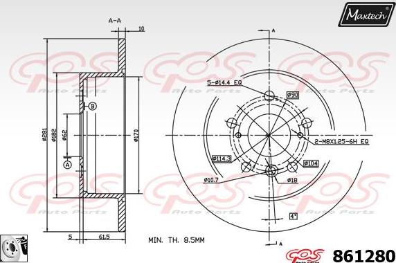 Maxtech 70180002 - Blīve, Bremžu suporta virzulītis ps1.lv