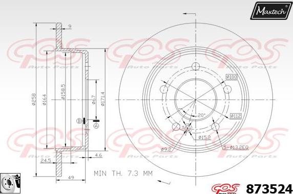 Maxtech 70180016 - Blīve, Bremžu suporta virzulītis ps1.lv