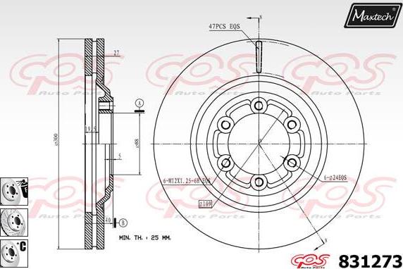 Maxtech 70180018 - Blīve, Bremžu suporta virzulītis ps1.lv