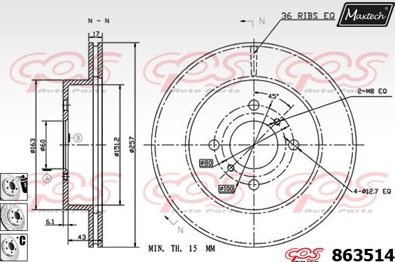 Maxtech 70180104 - Blīve, Bremžu suporta virzulītis ps1.lv