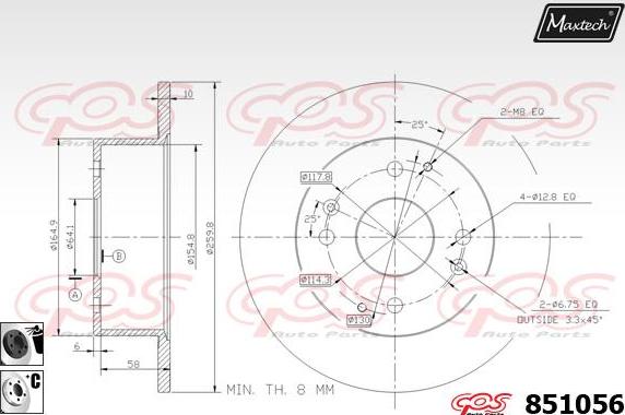 Maxtech 70180108 - Blīve, Bremžu suporta virzulītis ps1.lv