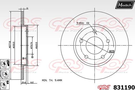 Maxtech 70180395 - Blīve, Bremžu suporta virzulītis ps1.lv