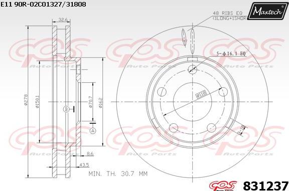 Maxtech 70180346 - Blīve, Bremžu suporta virzulītis ps1.lv