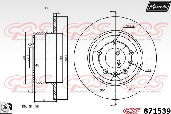 Maxtech 70180305 - Blīve, Bremžu suporta virzulītis ps1.lv