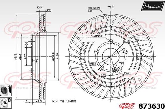 Maxtech 70180316 - Blīve, Bremžu suporta virzulītis ps1.lv