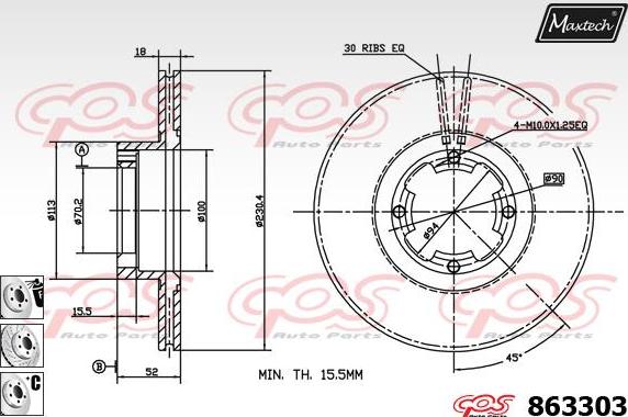 Maxtech 70180383 - Blīve, Bremžu suporta virzulītis ps1.lv