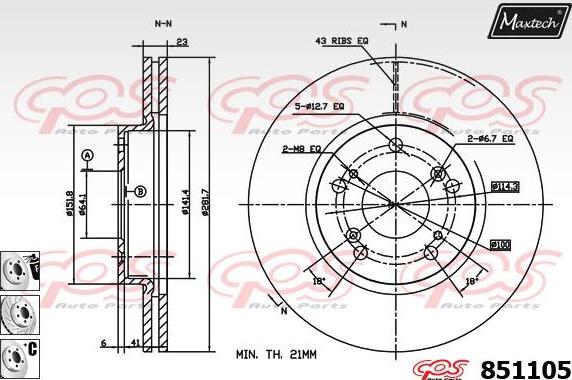 Maxtech 70180387 - Blīve, Bremžu suporta virzulītis ps1.lv