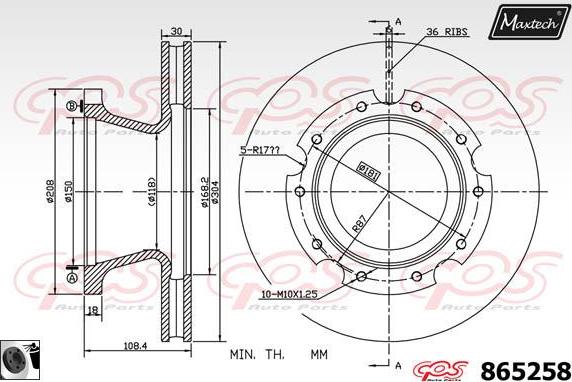 Maxtech 70180339 - Blīve, Bremžu suporta virzulītis ps1.lv