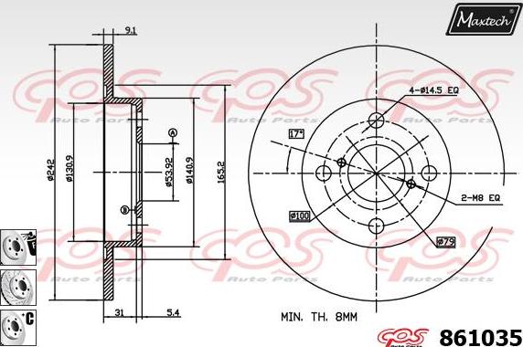 Maxtech 70180335 - Blīve, Bremžu suporta virzulītis ps1.lv