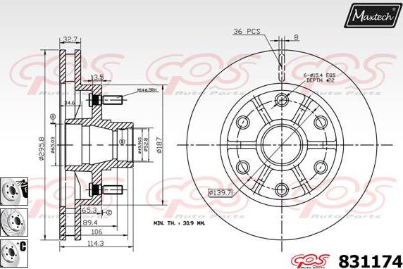 Maxtech 70180338 - Blīve, Bremžu suporta virzulītis ps1.lv