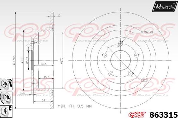 Maxtech 70180332 - Blīve, Bremžu suporta virzulītis ps1.lv