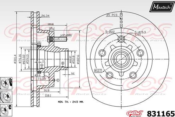 Maxtech 70180375 - Blīve, Bremžu suporta virzulītis ps1.lv