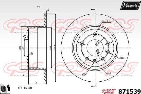 Maxtech 70180370 - Blīve, Bremžu suporta virzulītis ps1.lv