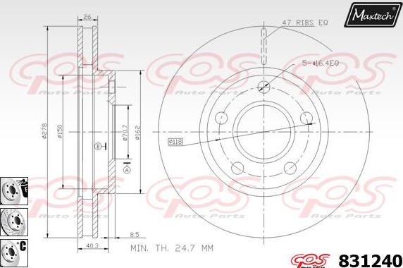 Maxtech 70180371 - Blīve, Bremžu suporta virzulītis ps1.lv