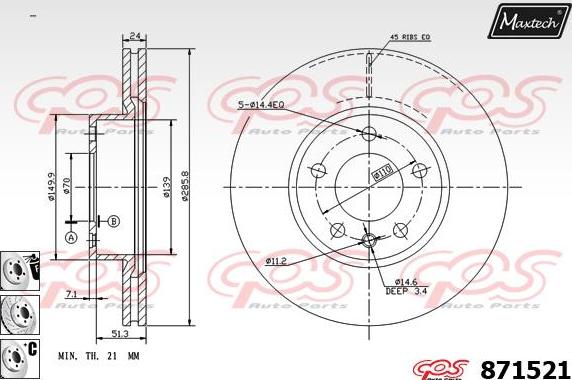 Maxtech 70180372 - Blīve, Bremžu suporta virzulītis ps1.lv