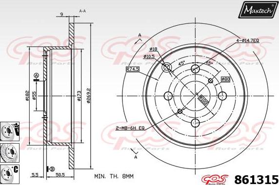 Maxtech 70180377 - Blīve, Bremžu suporta virzulītis ps1.lv