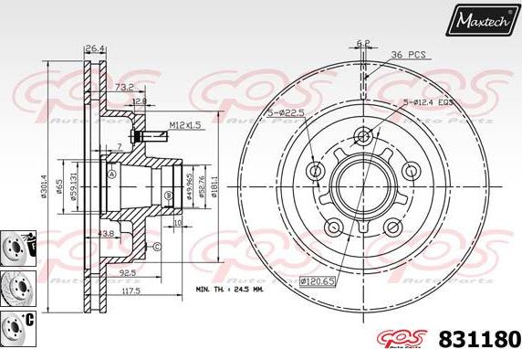 Maxtech 70180248 - Blīve, Bremžu suporta virzulītis ps1.lv