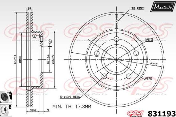 Maxtech 70180258 - Blīve, Bremžu suporta virzulītis ps1.lv