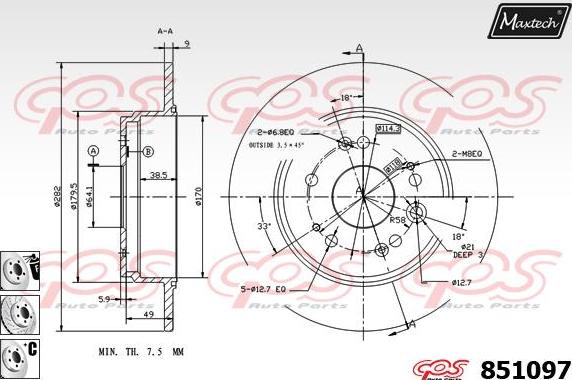 Maxtech 70180252 - Blīve, Bremžu suporta virzulītis ps1.lv