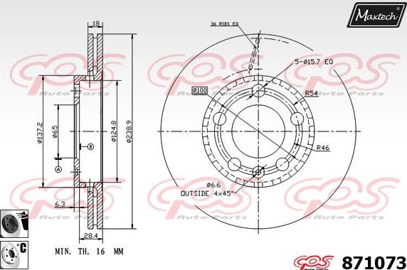 Maxtech 70180284 - Blīve, Bremžu suporta virzulītis ps1.lv