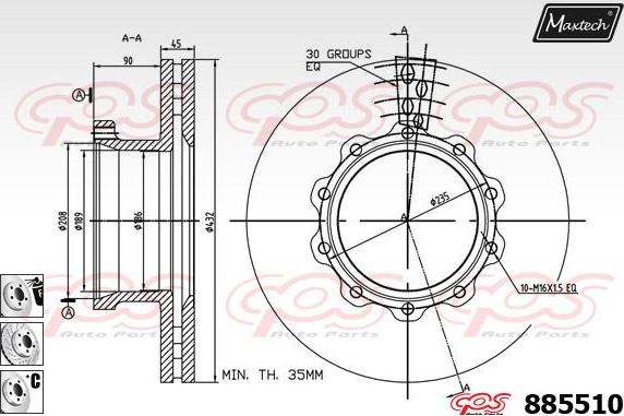 Maxtech 70200400 - Remkomplekts, Bremžu suports ps1.lv