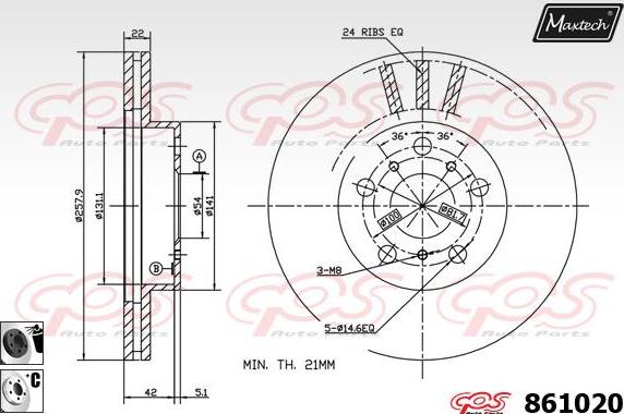 Maxtech 70200529 - Remkomplekts, Bremžu suports ps1.lv