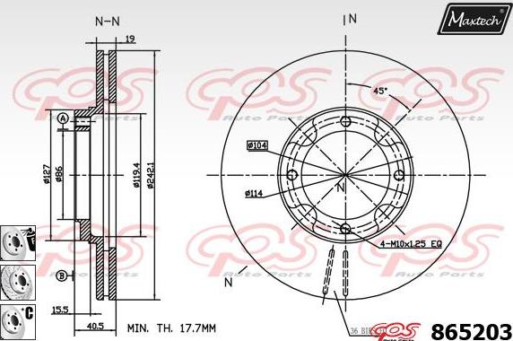 Maxtech 70200525 - Remkomplekts, Bremžu suports ps1.lv