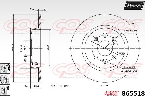 Maxtech 70200632 - Remkomplekts, Bremžu suports ps1.lv