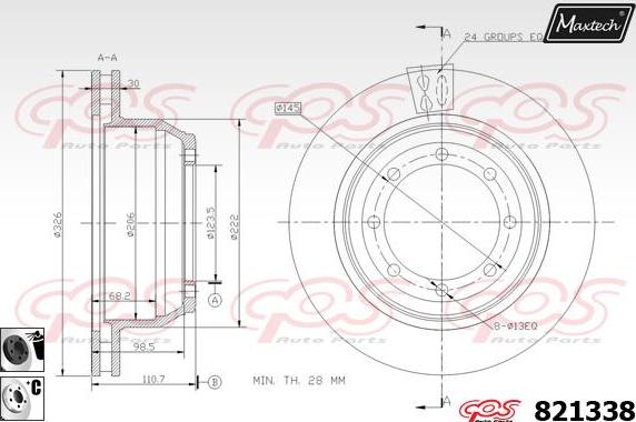 Maxtech 70200037 - Remkomplekts, Bremžu suports ps1.lv